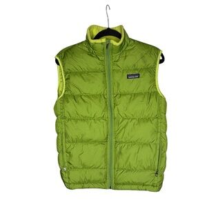 Patagonia Kids' Down Puffer Vest in lime green size large 12